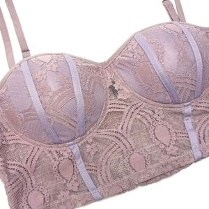 Lace Bralette Lavender Purple Stretchy Padded Bra